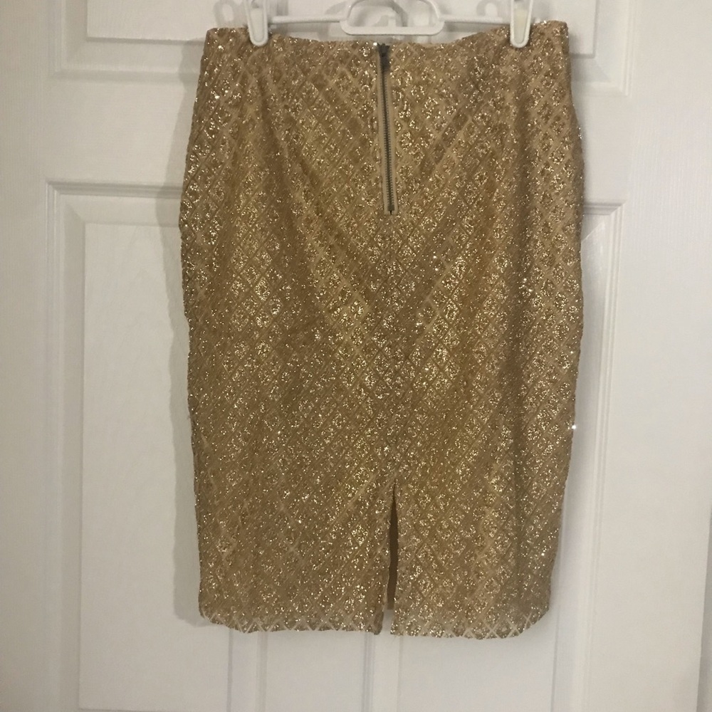 l’atiste Gold Glitter Pencil Skirt-size L - Picture 5 of 9